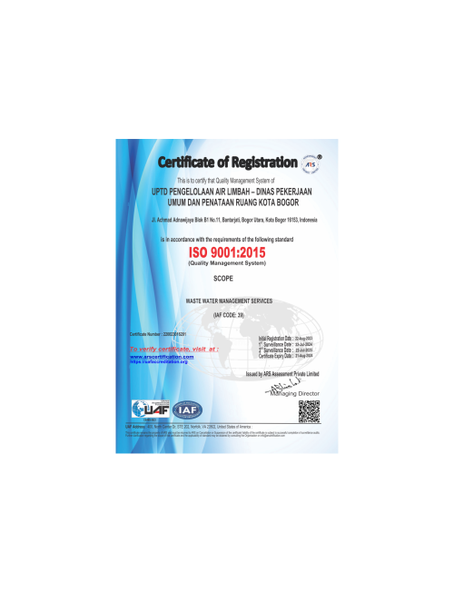 Sertifikat ISO 9001 : 2015